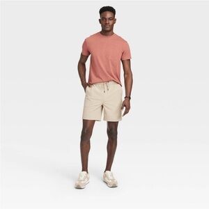Men's 7" Tech Pull-On Shorts - Goodfellow & Com Light Taupe L new